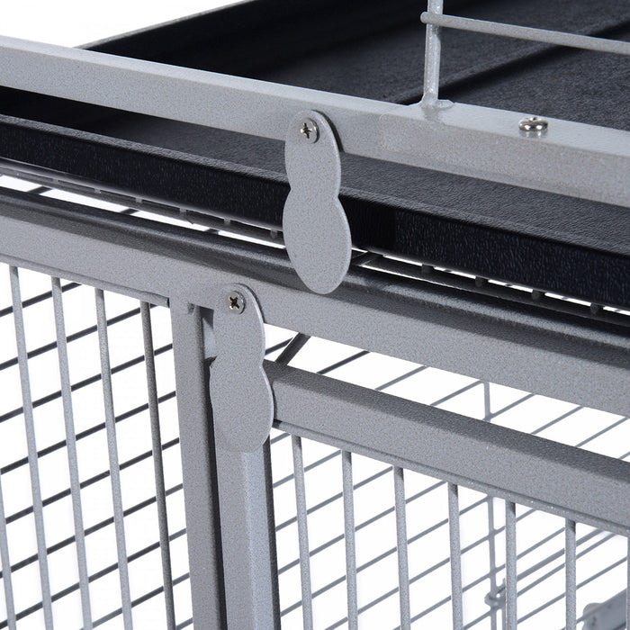 Pawhut D10-016 160 Cm Grand Support Pour Cage A Perroquet A Oiseaux Mangeoire A Pinsons Maison Perchoir Avec Bol Et Roues Argente