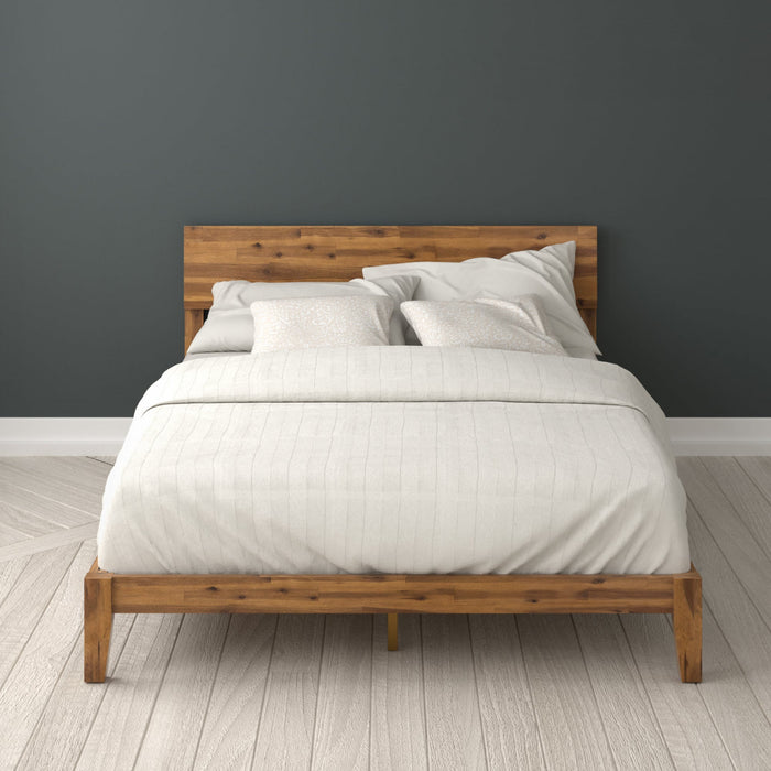 Julia lit plateforme en bois avec tête de lit - Grand