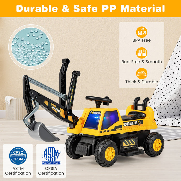 Costway Kids Ride On Excavator Digger Electric Construction Vehicles Avec Lumieres Et Musique
