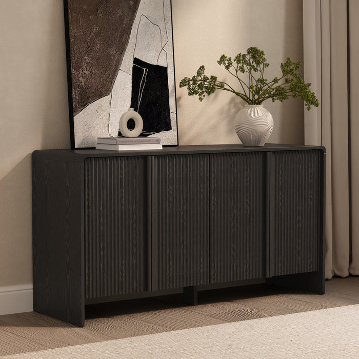 Buffet contemporain Novara 60\" en noir (4 portes)
