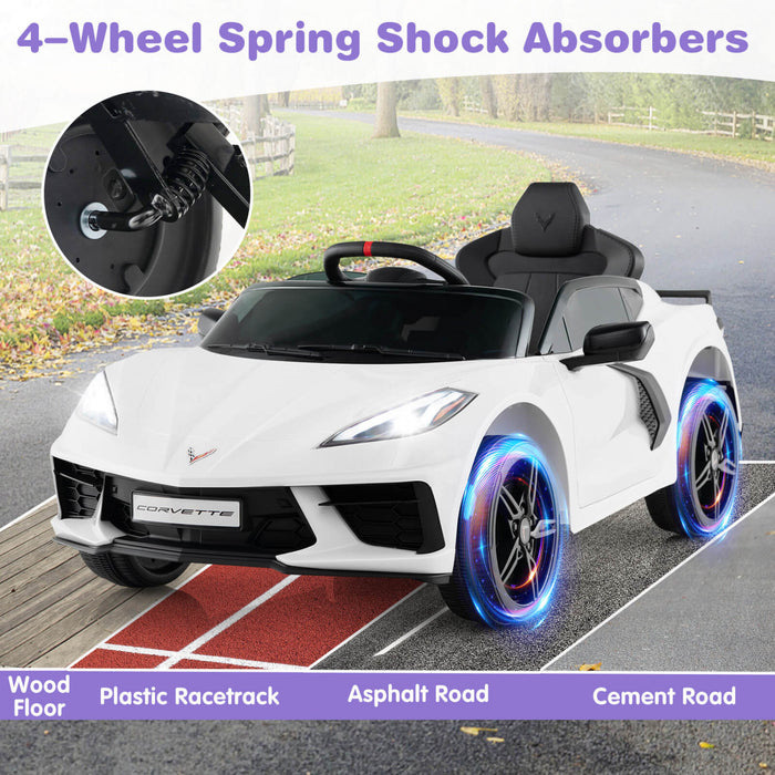 Costway 12v Electrique Enfants Rouler Sur La Voiture Avec Telecommande Sans Fil Connexion Lumieres Blanc