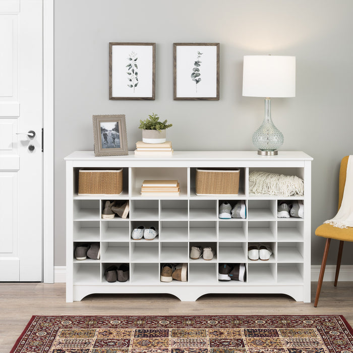 Console à compartiments pour chaussures - blanche