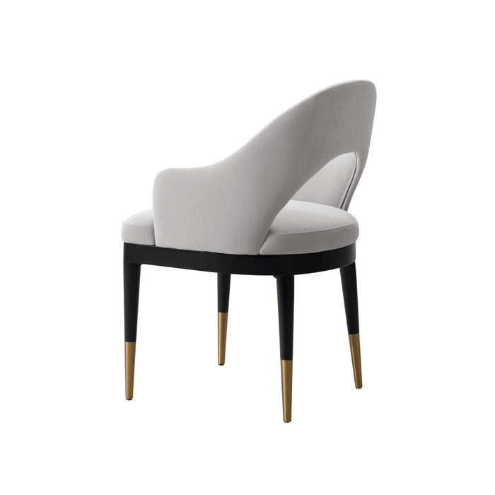 Fauteuil Carrington Moderne Glam en Velours Rembourre Gris Clair - Lot de 2