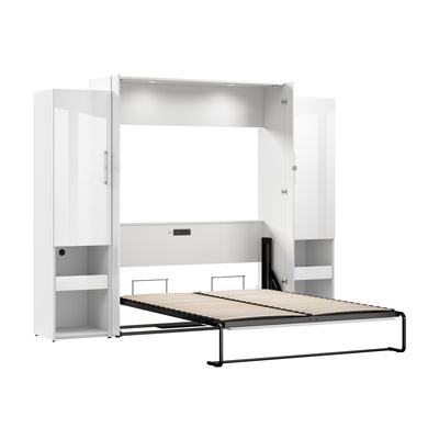Bestar Avalon Queen Murphy Bed & Storage Cabinets with Pull-Out Shelf (107 W)|Grand lit escamotable Avalon de Bestar de 107 po (L) avec armoires de rangement et tablette coulissante