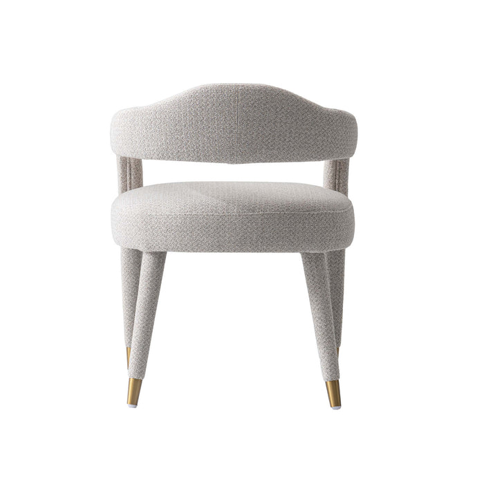 Fauteuil Aspen d’inspiration mi-siecle moderne en tweed argente – Lot de 2
