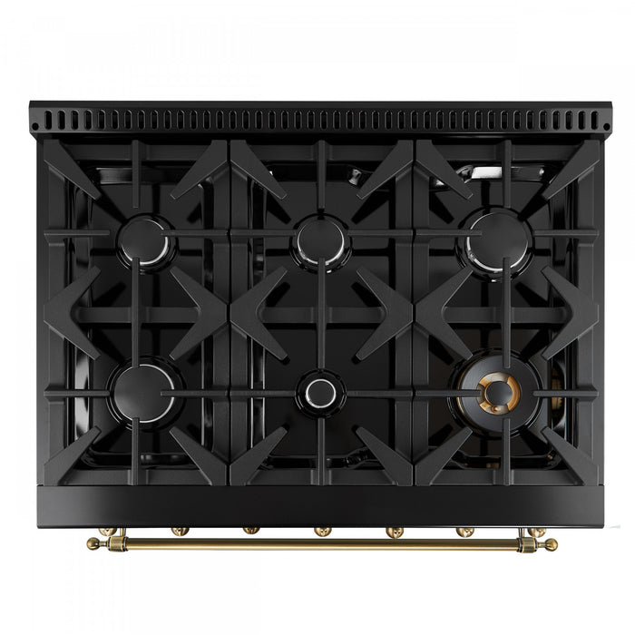 Cuisiniere a double combustible Antico 36 po , noire, 4,5 pi³ - FFSGS6113-36BLK