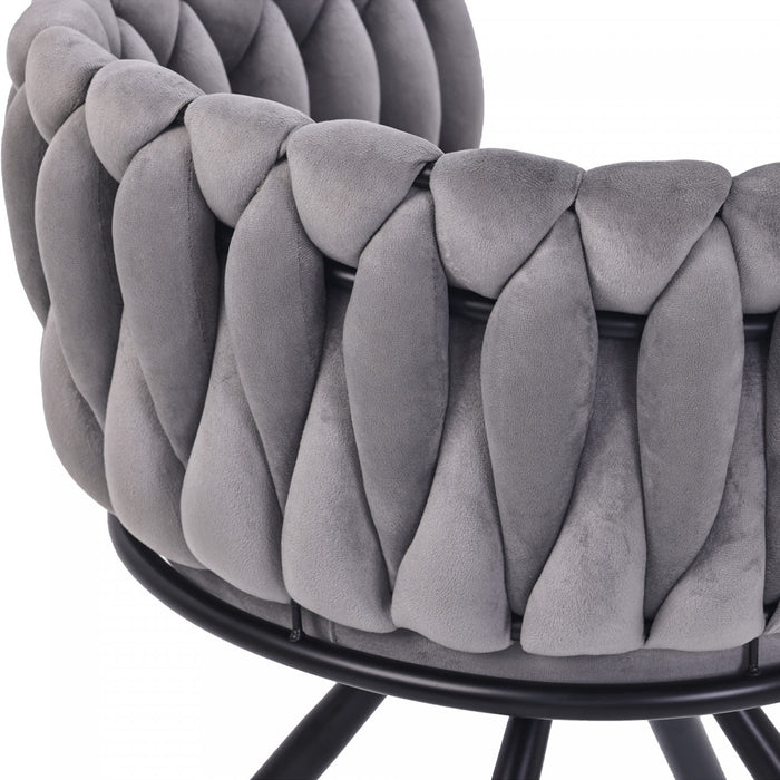 Chaises de salle a manger pivotantes Amelia en velours avec revetement capitonne et pieds en metal, lot de 4, gris