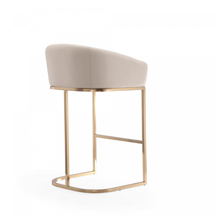 Tabouret de bar rembourre en metal style mid-century moderne Louvre, creme - Lot de 3