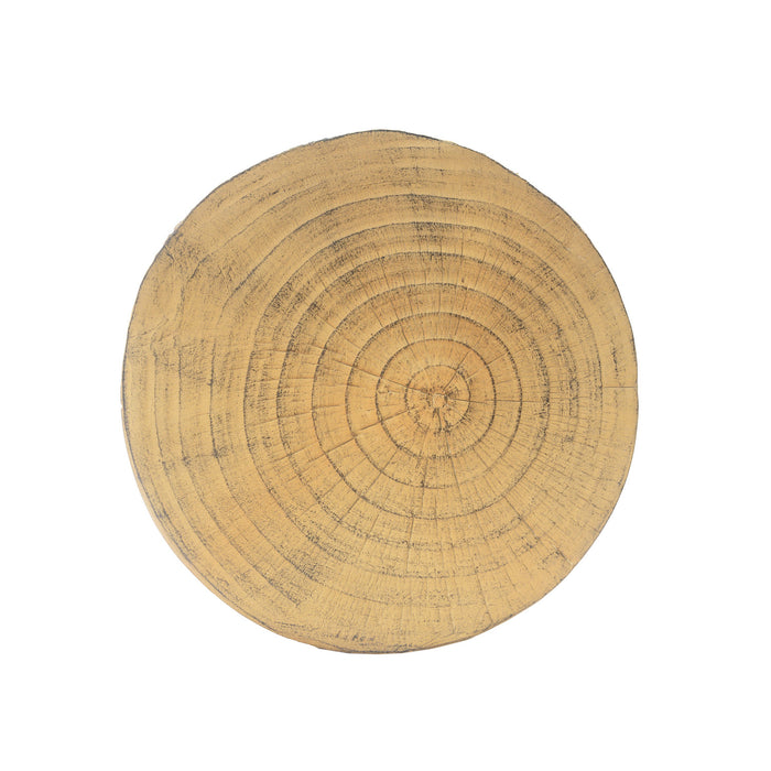 Table d'appoint rustique Elio 16,75 pouces en MGO creuse, style souche et design animalier interieur, naturel