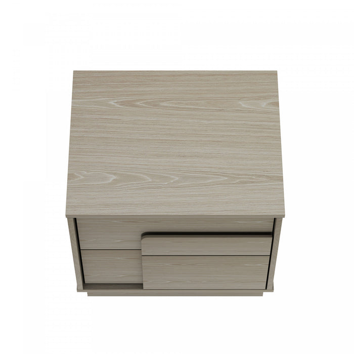 Table de nuit Horizon Modern 56 cm en chene blanchi (2 tiroirs) – Lot de 2