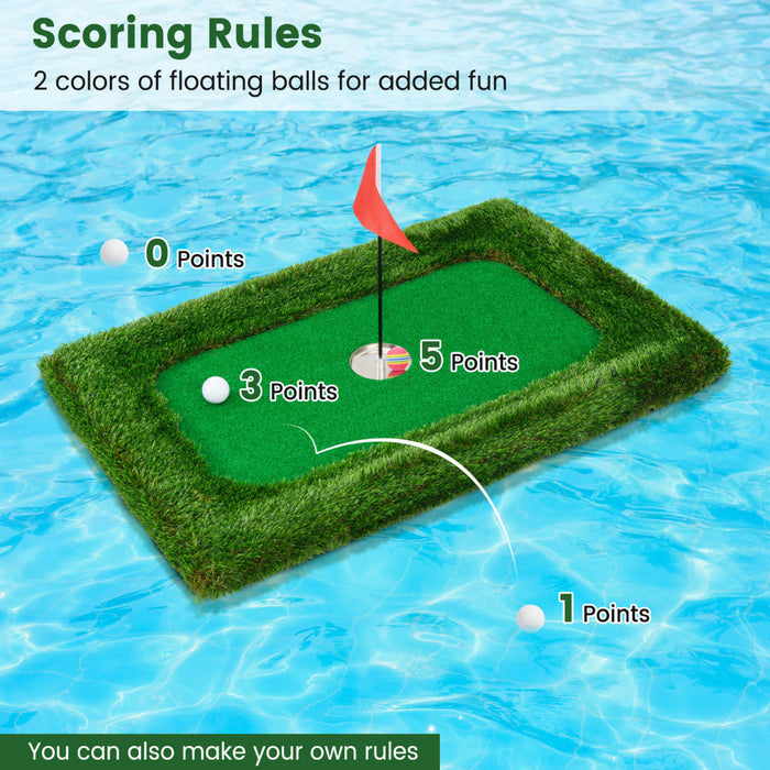 Costway Rectangulaire Flottant Golf Vert Pour La Piscine Comprend Le Tapis De Golf Frappant 6 Balles De Golf