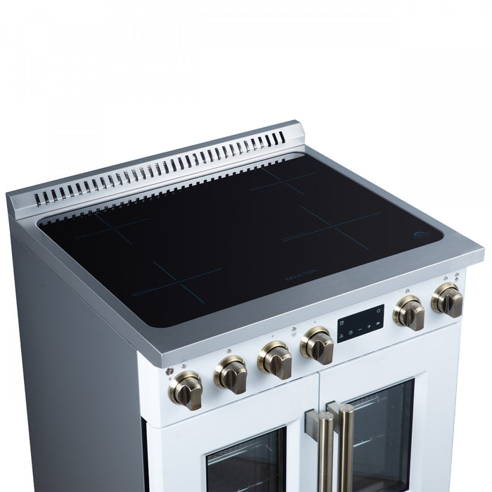 Cuisiniere a induction Torino de 30 po, blanche, avec portes francaises, 4,32 pi³ – FFSIN0950-30WHT