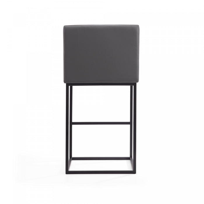 Tabouret de bar rembourre en metal gris style mid-century modern Ambassador - Lot de 3