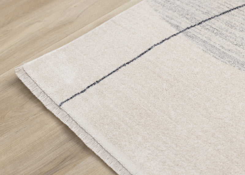 Tapis geometrique gris noir creme Olivia, 5'7\" x 7'10\"