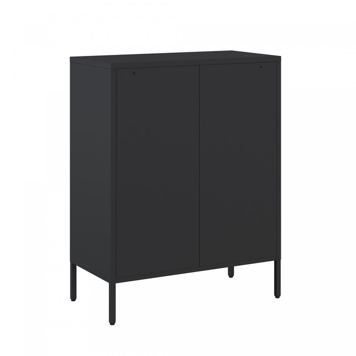 Armoire d’appoint moderne Naomi 32\" en metal noir
