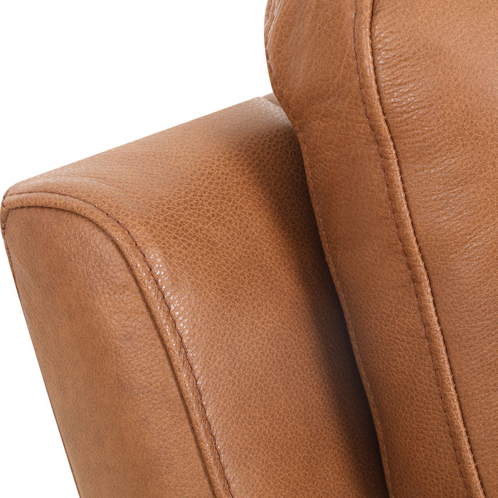 Causeuse inclinable electrique Bellamy de 58 po en cuir assorti avec appuie-tete ajustable et USB - Cognac
