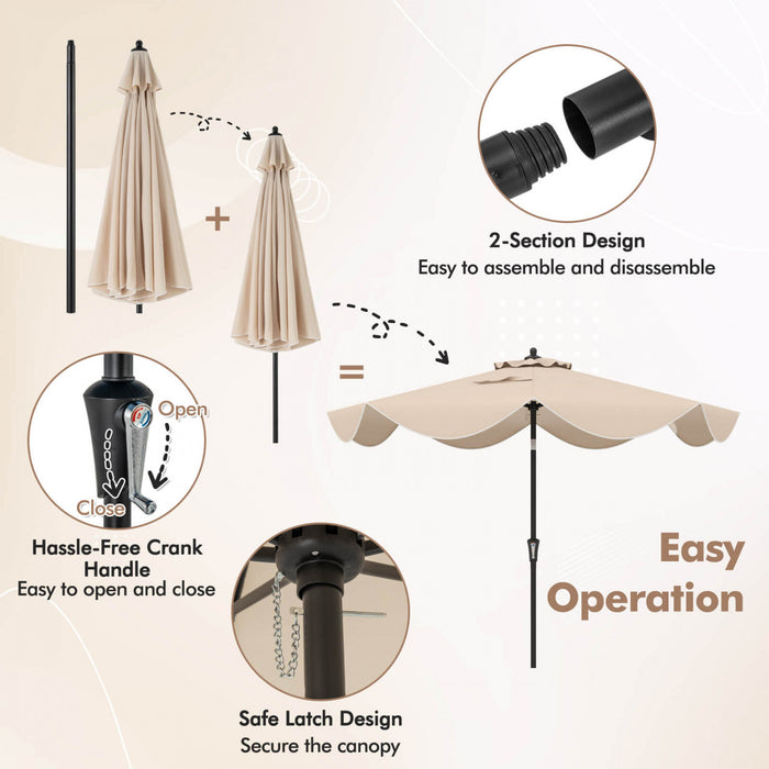 Parasol de patio Costway 9 pieds a deux niveaux de style marche avec manivelle et 8 baleines, beige