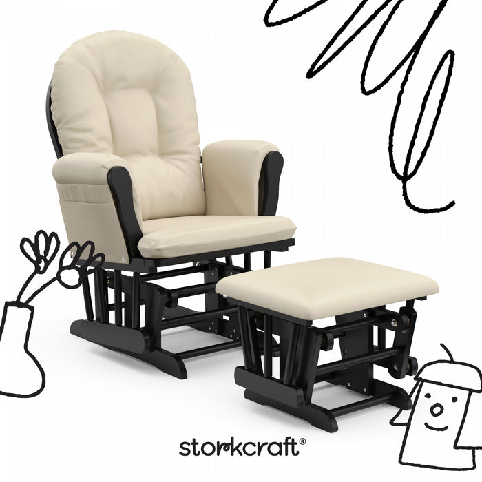 Storkcraft Hoop Fauteuil bercant et pouf - Noir avec beige
