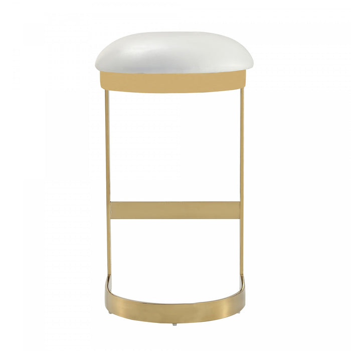 Tabouret de bar moderne en metal et tissu Aura, blanc - Lot de 2