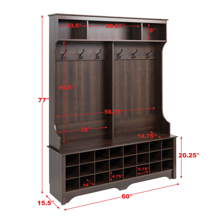 Portemanteau avec 24 compartiments à chaussures - espresso