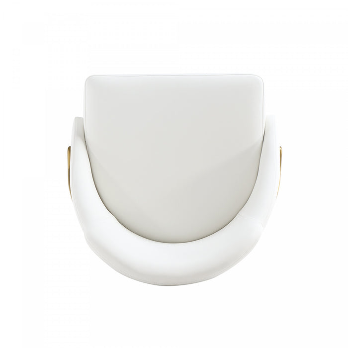 Chaise de salle a manger moderne Gracie en cuir vegetalien blanc et or avec structure en metal - Lot de 4