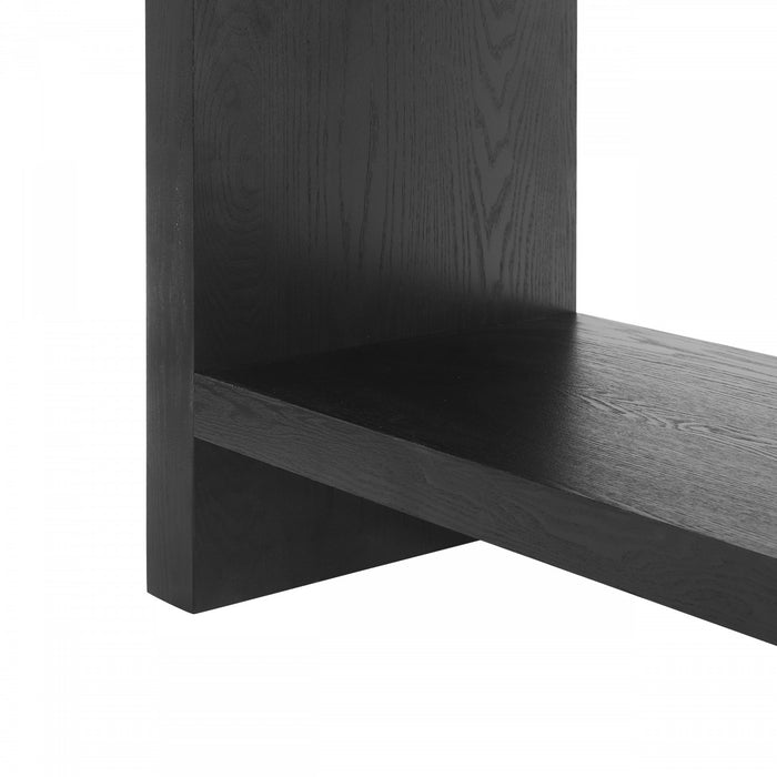 Console de style maison de campagne Aubrey 120 cm avec rangement - noire