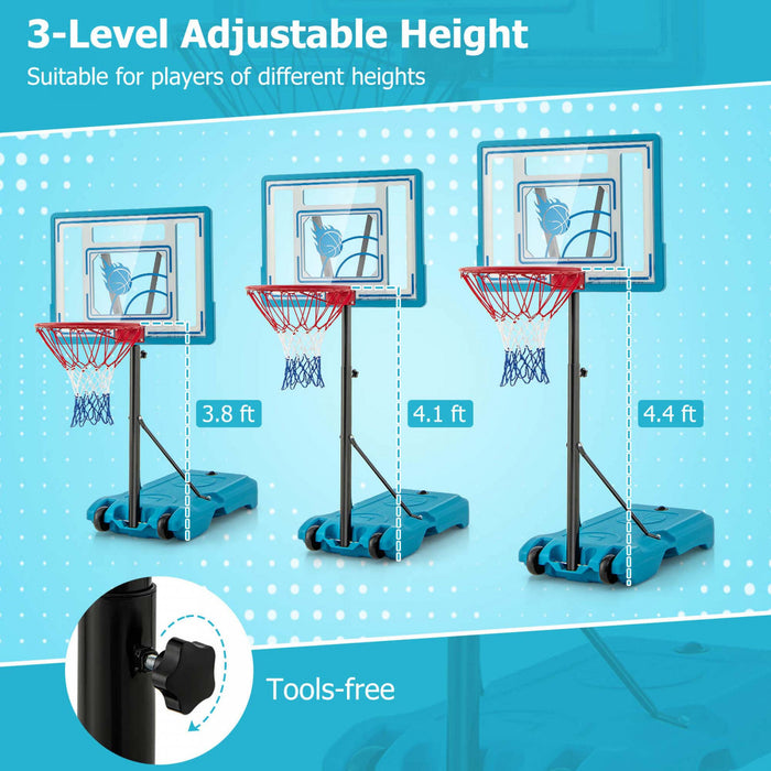 Costway Pool Basketball Hoop 3.8-4.4 Ft Basketballgoal Systeme Reglable En Bord De Piscine