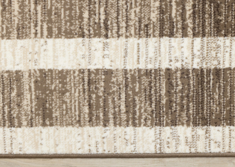 Carpette Forte brune, beige et crème à motif géométrique abstrait - 5 pi 3 po x 7 pi 5 po