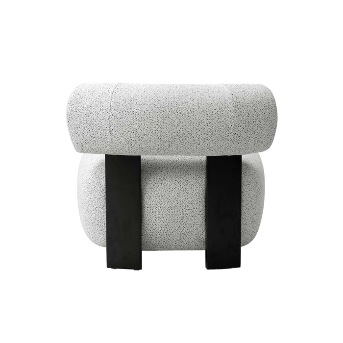 Fauteuil lounge rembourre Bartow style milieu du siecle en ivoire multicolore - Lot de 2