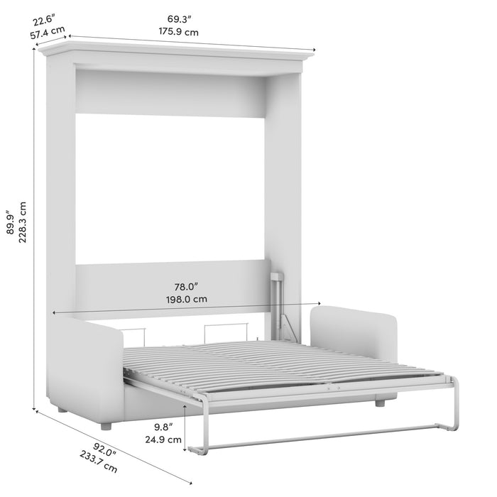 Grand lit escamotable Versatile de Bestar de 78 po (L) avec sofa - gris platine