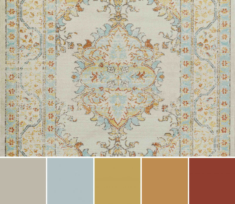 Tapis Traditionnel Esme 6'7\" x 9'6\" en Ivoire