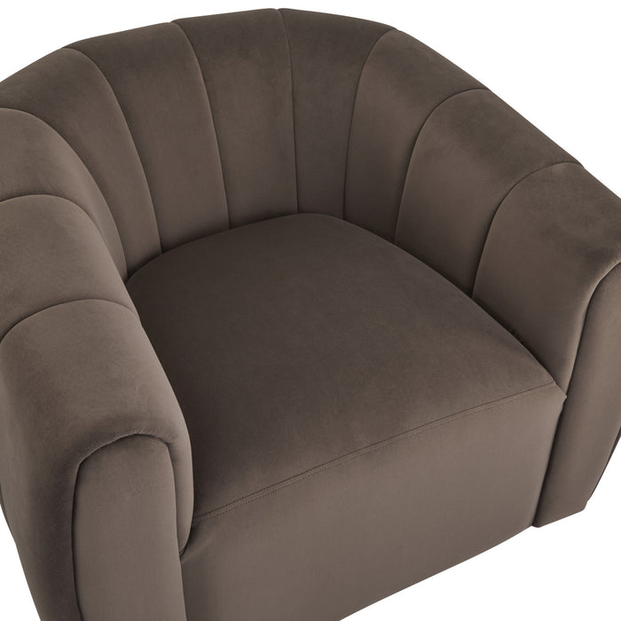 Vela Fauteuil Club Moderne en Velours Pivotant a Coque, Noir, Brun Fonce