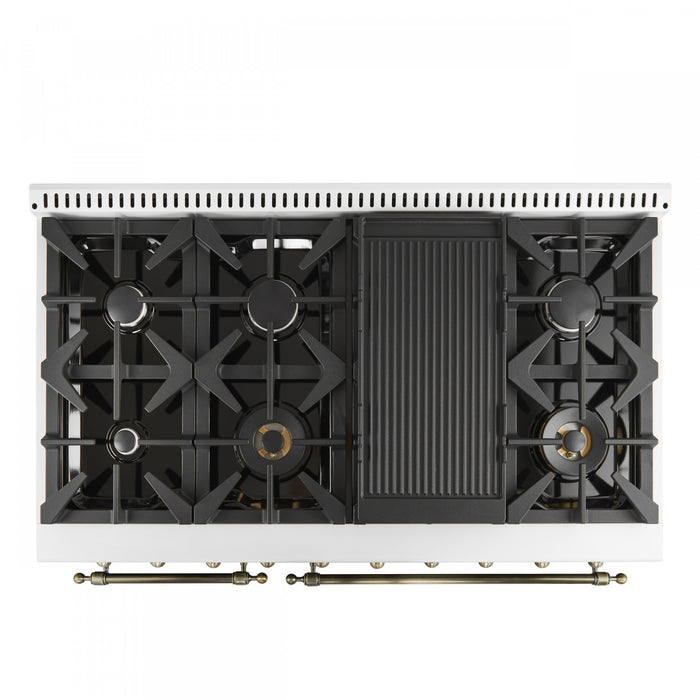 Cuisiniere a gaz Antico de 48\",blanc, avec double four – FFSGS6219-48BLK