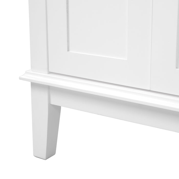 Savannah Meuble de salle de bain 30 pouces avec vasque en ceramique et armoire de rangement spacieux, Blanc