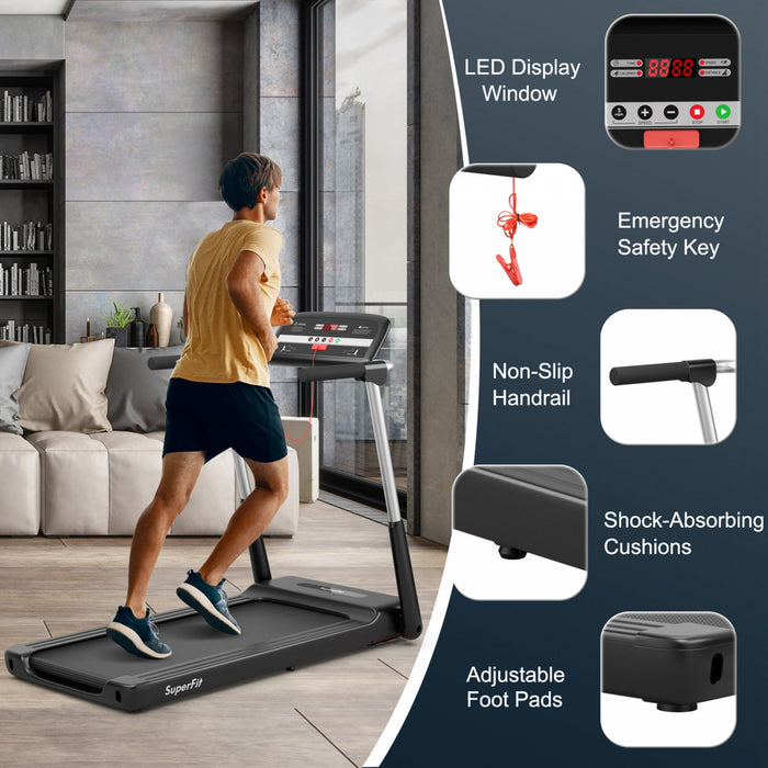 Tapis De Course Electrique 2.25 Hp Costway, Pliable A Led Avec Controle D'application Officielle Costway