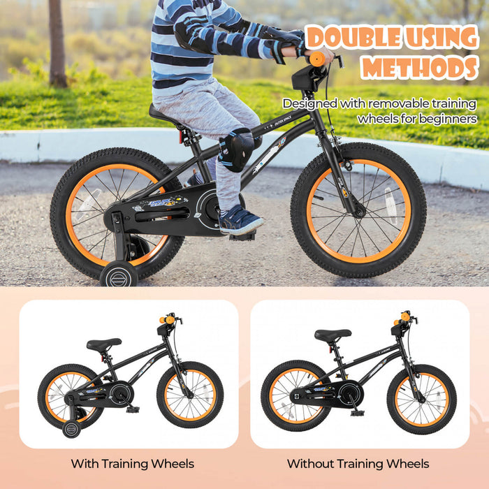 Velo Costway 16 Pouces Pour Enfants De 4 A 7 Ans Avec Selle Reglable Et Guidon Antiderapant Noir