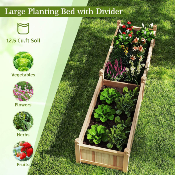 Costway En Bois Souleve Lit De Jardin Exterieur Rectangulaire Planter Boite Whth Trous De Drainage, Naturel