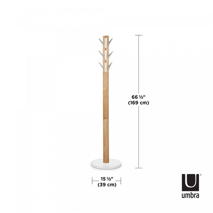 Portemanteau moderne Flapper de Umbra en bois - blanc et naturel