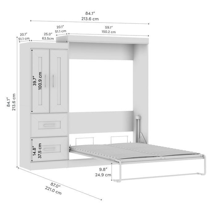 Lit double escamotable Edge de Bestar avec garde-robe (85 po [L]) - blanc