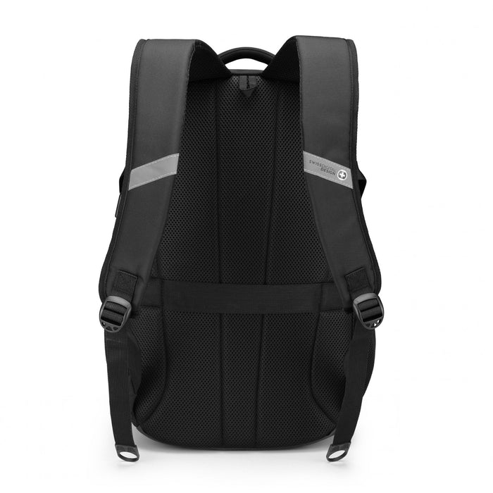 Sac a dos scolaire Swissdigital Sursee – Sac pour ordinateur portable de 17\", SDD Finder, systeme Add-A-Bag, bord reflechissant, maille respirante, pret pour le voyage