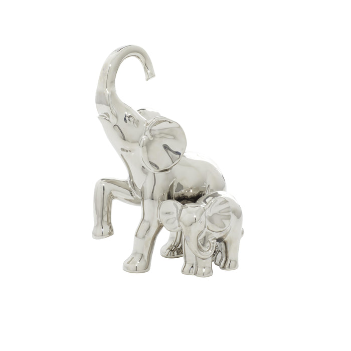 Éléphant avec bébé de 11 po en céramique