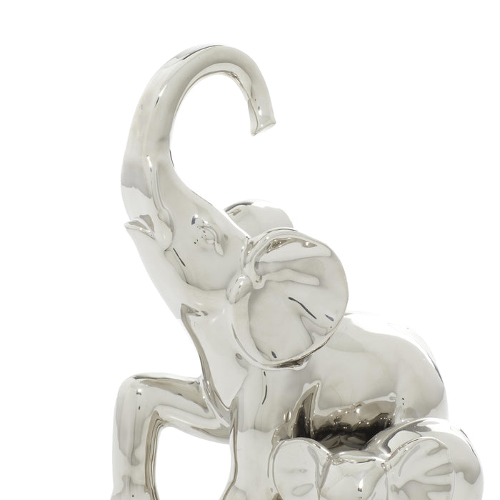 Éléphant avec bébé de 11 po en céramique