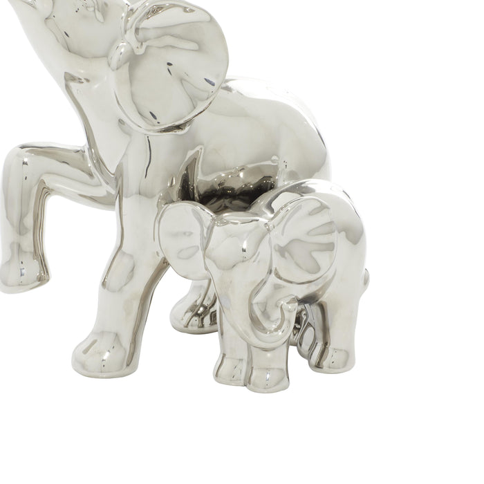 Éléphant avec bébé de 11 po en céramique