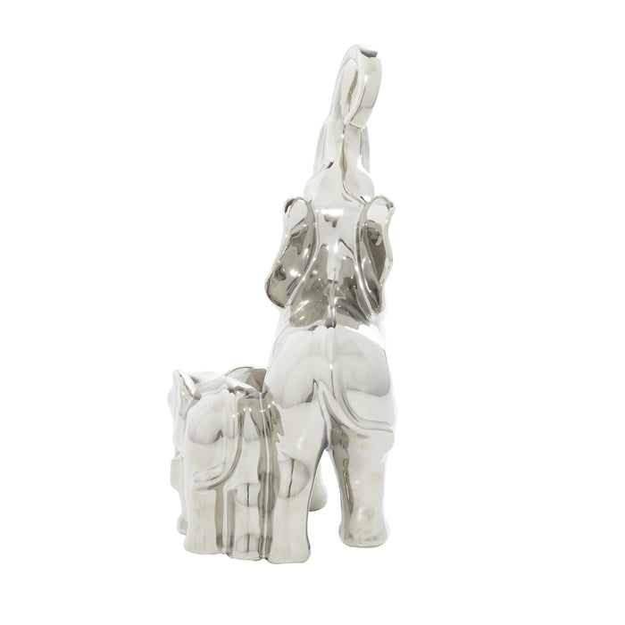 Éléphant avec bébé de 11 po en céramique