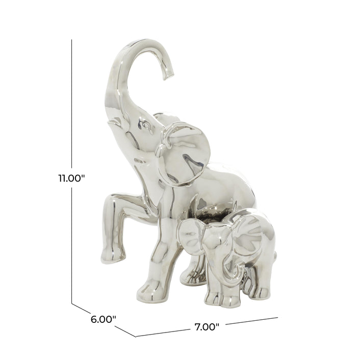 Éléphant avec bébé de 11 po en céramique