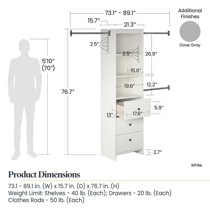 Organisateur de garde-robe Beckett Dorel Home - blanc