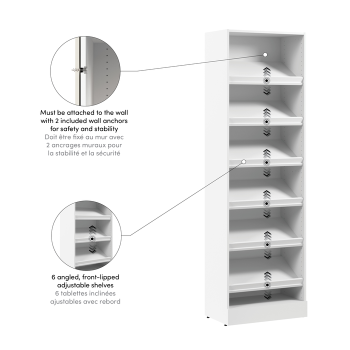 Système de garde-robe modulaire Florence de Bestar de 25 po avec tablette pour chaussures - blanc