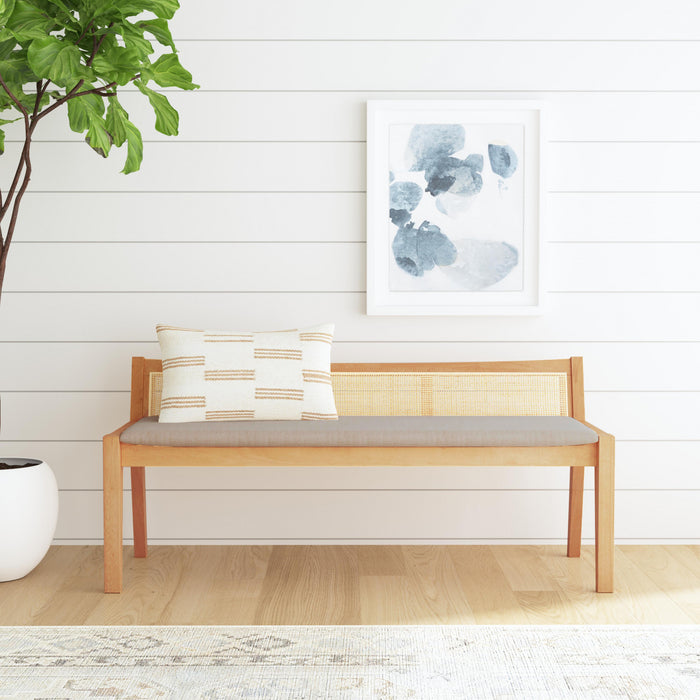 Banc Bauer en tissu et en cannage - naturel