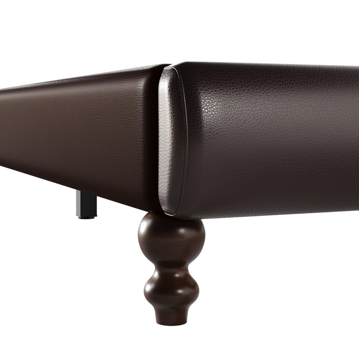 Cadre de lit plateforme en simili cuir Emma avec tete de lit, taille California King, marron fonce