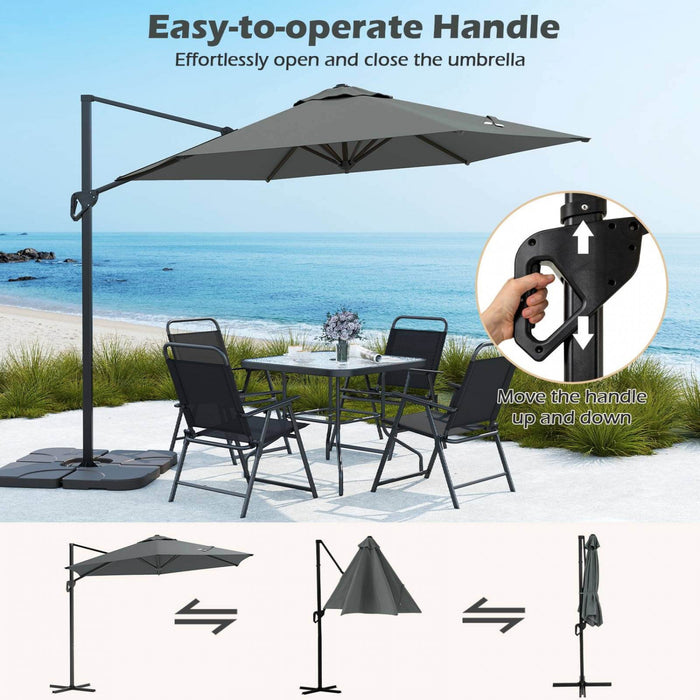 Parasol deporte Costway 9 FT avec voile anti-UV, haut ventile, base croisee, gris